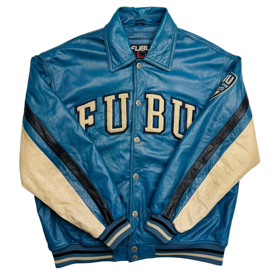 FUBU 푸부 올드스쿨 빅 스펠아웃 카우 레더 자켓 L 상품이미지1