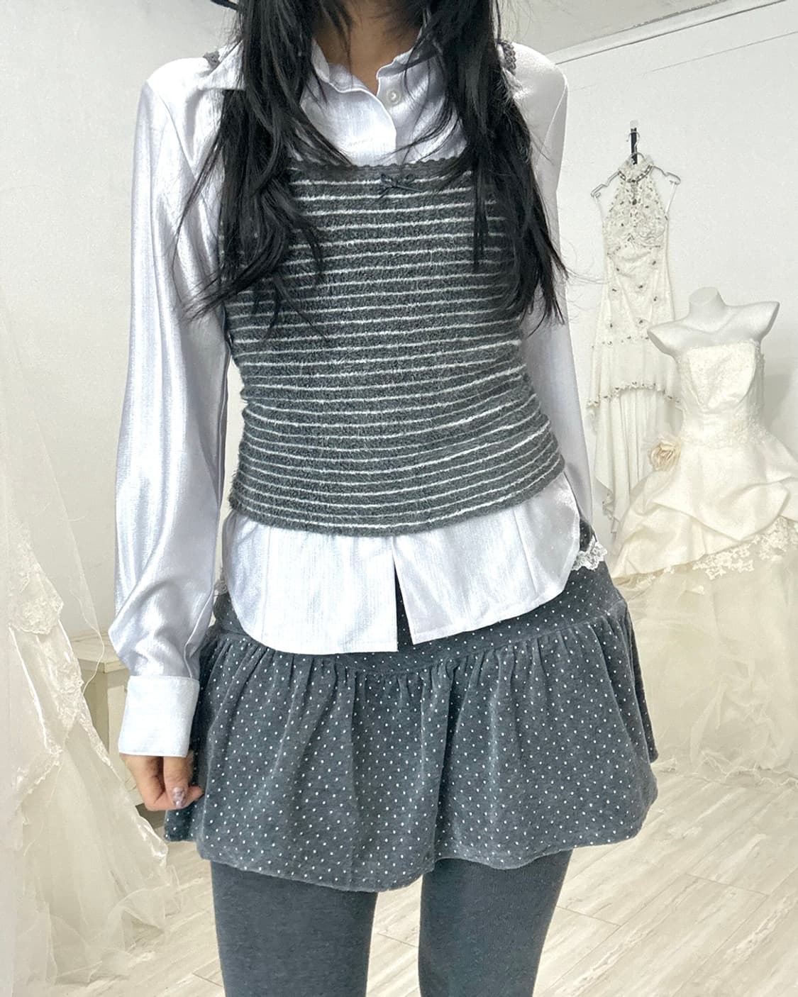 Gray Terry Striped Sleeveless 상품이미지4