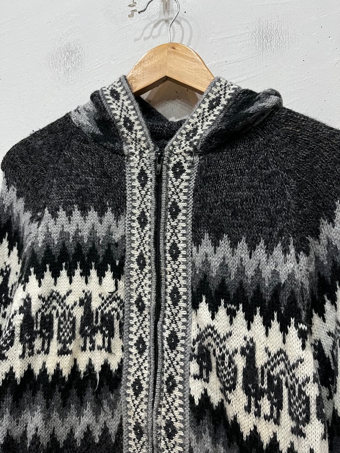 Made in PERU 핸드메이드 노르딕 니트집업 후디  상품이미지4