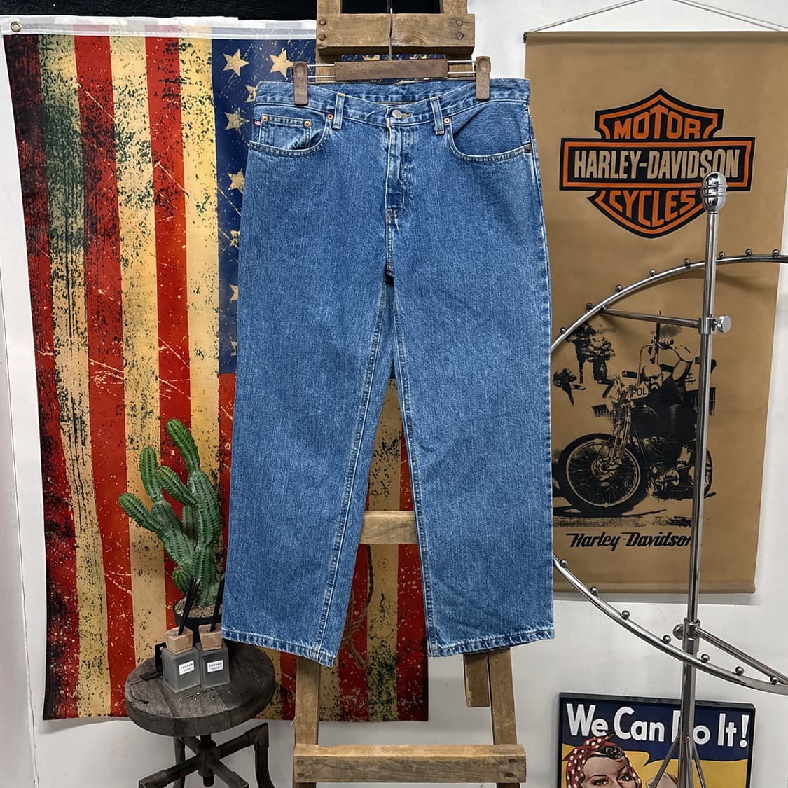 00s 폴로진스 빈티지 페이딩 배기핏 크롭 데님팬츠 N715 상품이미지1