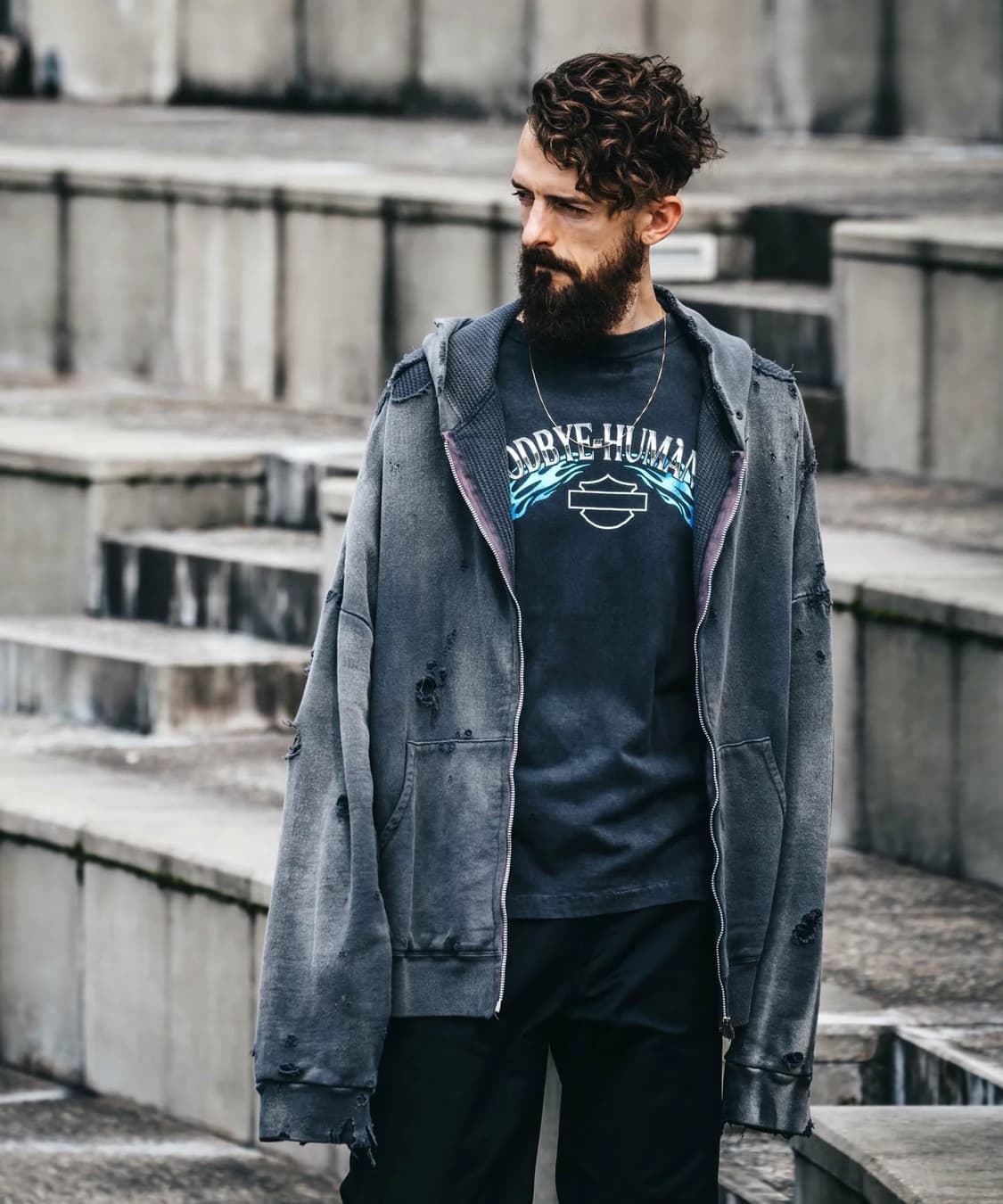 [L] 세인트미카엘 집업 후드 차콜 상품이미지1