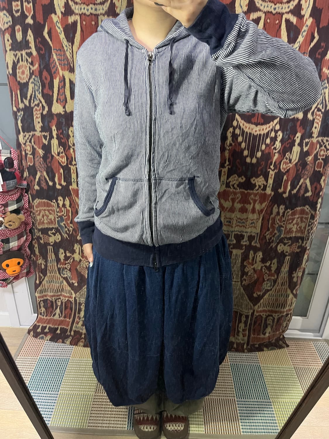 Old Uniqlo 히코리 스트라이프 후드집업 상품이미지2