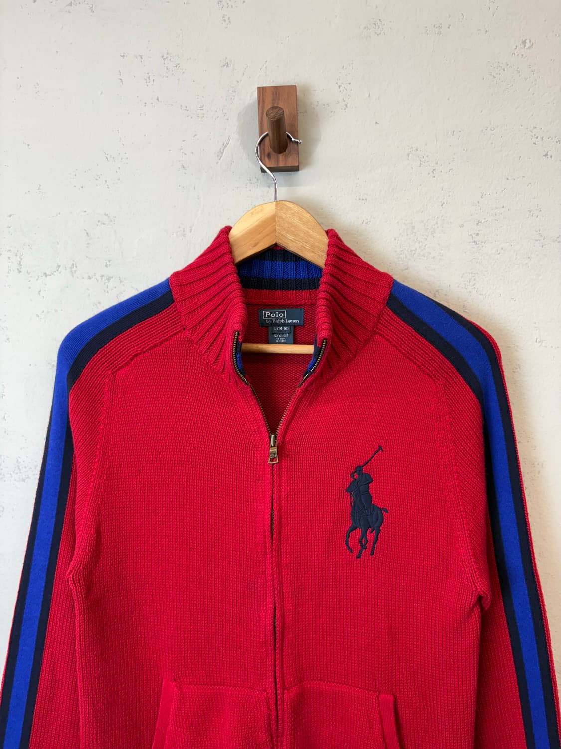 폴로랄프로렌 치프키프 빅포니 보이즈 니트 집업 레드 상품이미지4