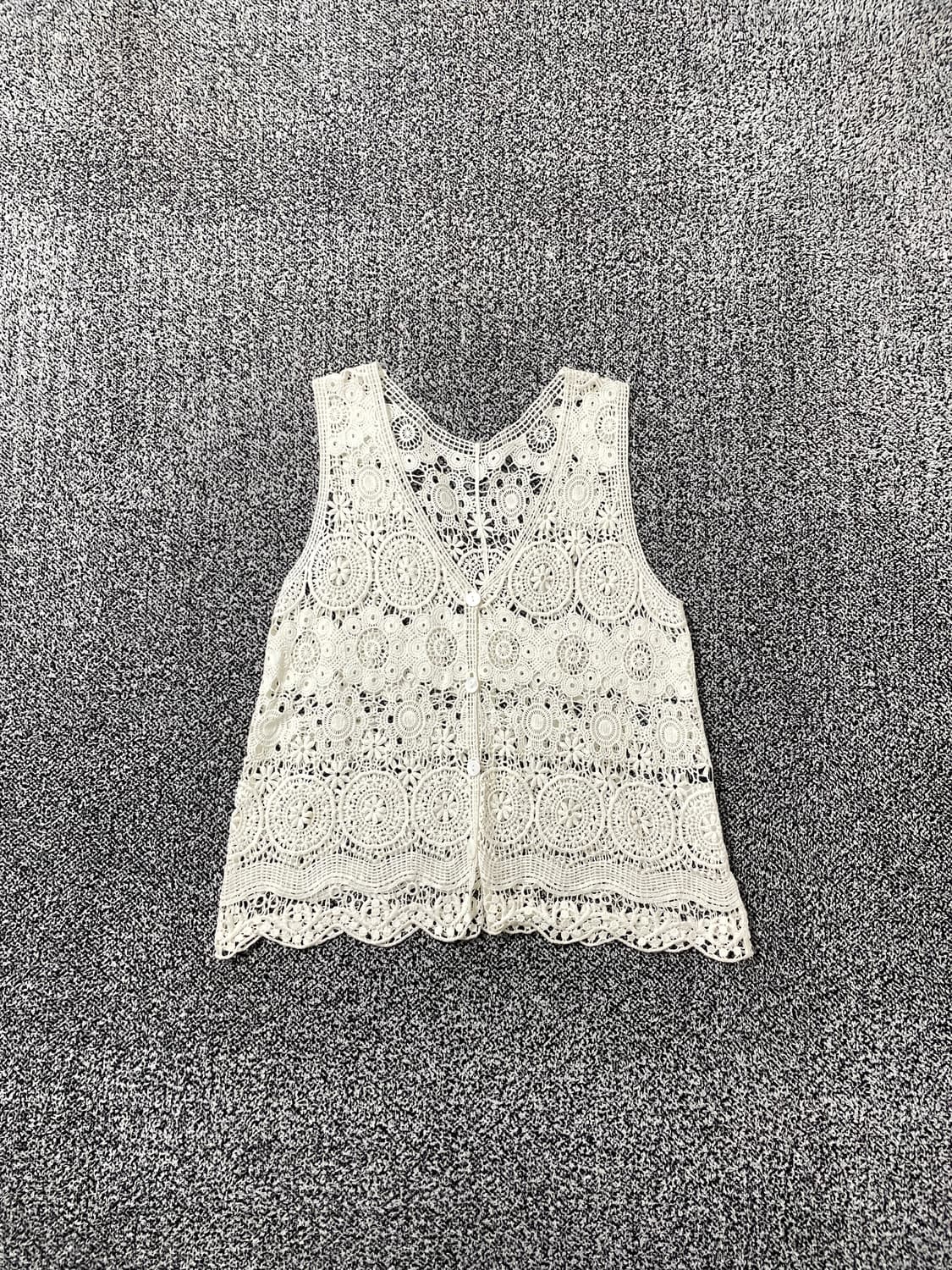 vinteちきゅ. C'est tout 크로셰 민소매 상의 모리걸 니트 상품이미지1