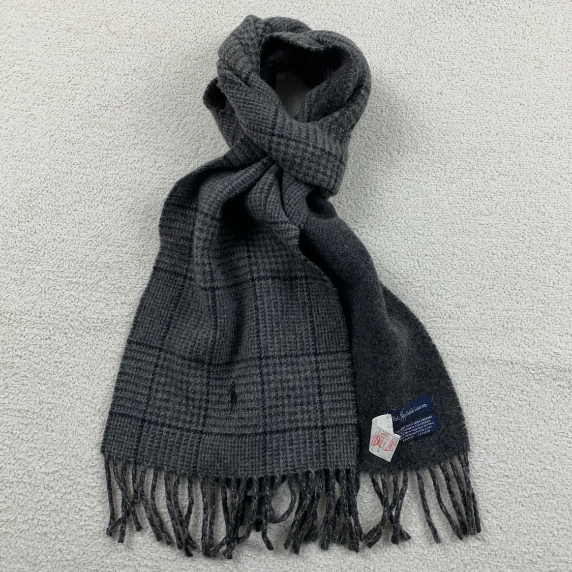 폴로 랄프로렌 포니로고 글렌체크 투페이스 울캐시미어 머플러 상품이미지4