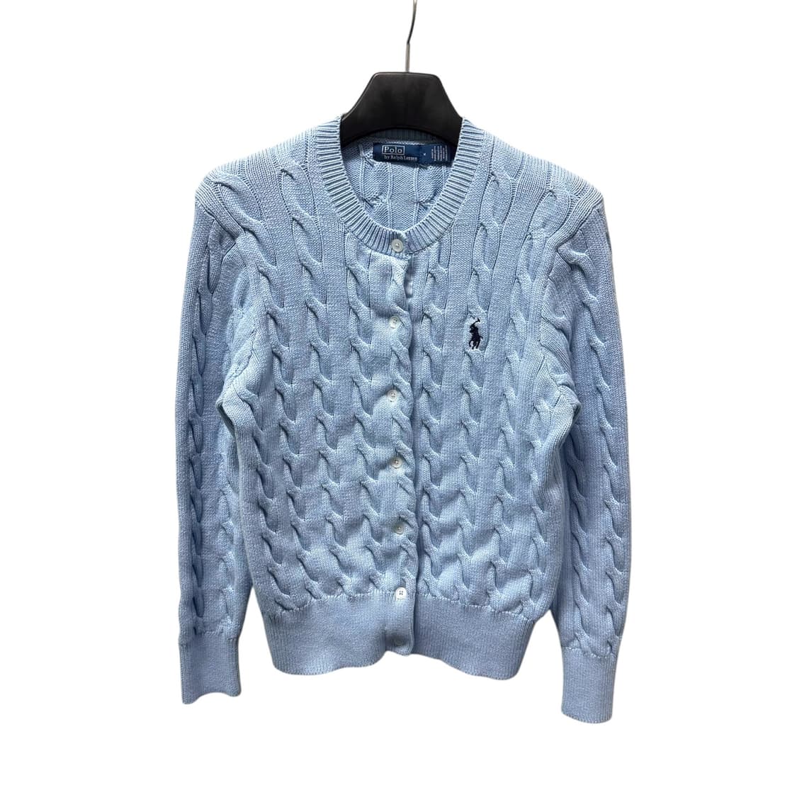 여성 신형 폴로 랄프로렌 소라색 꽈배기 가디건 상품이미지2