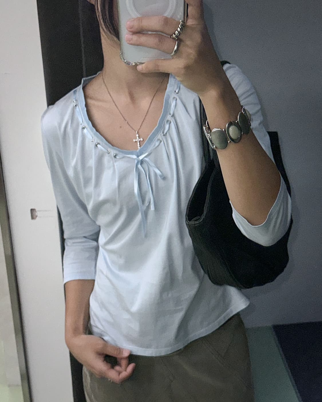 skyblue neck strap top 상품이미지2
