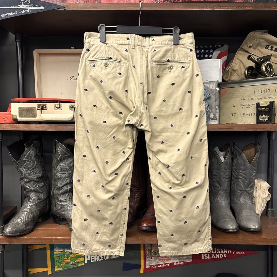 00s 빔즈재팬 올오버 스컬 엠브로이드 코튼치노 7부팬츠 N1276   상품이미지2