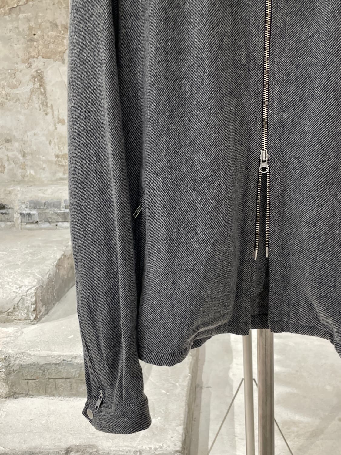 요지 야마모토 뿌르 옴므 그레이 램 스킨 퍼 투 웨이 집업 자켓 상품이미지4