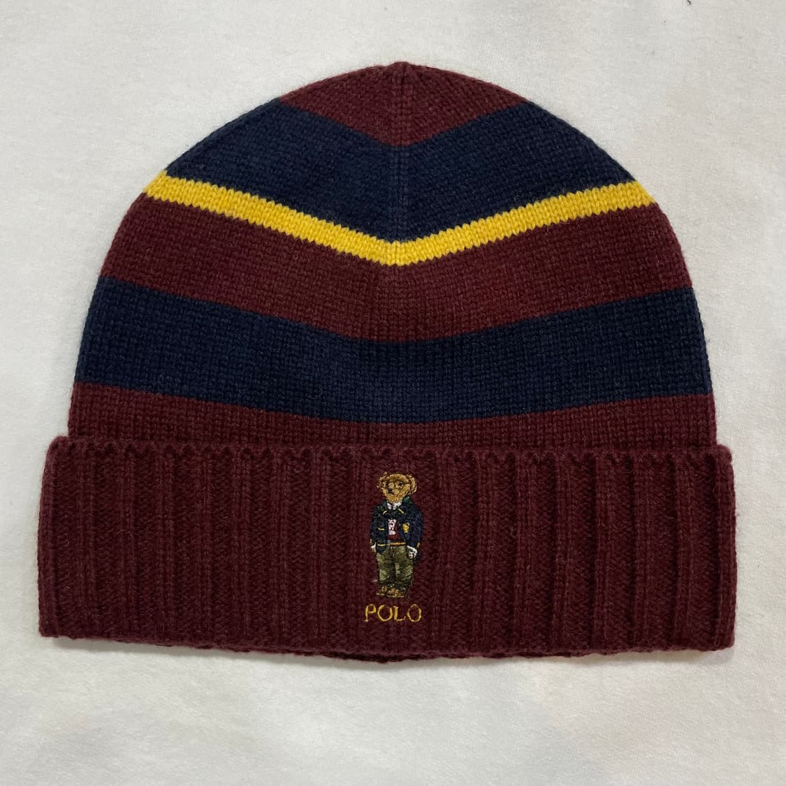 [새상품] 폴로 베어 골지 비니 모자 버건디 상품이미지1