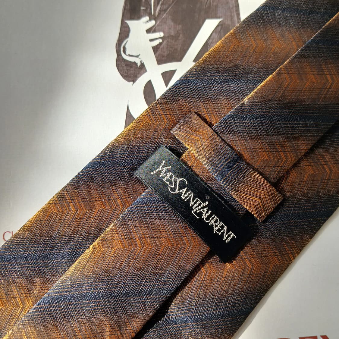 입생로랑 실크 헤링본 스트라이프 넥타이 9.7cm A+등급 a19714 상품이미지8