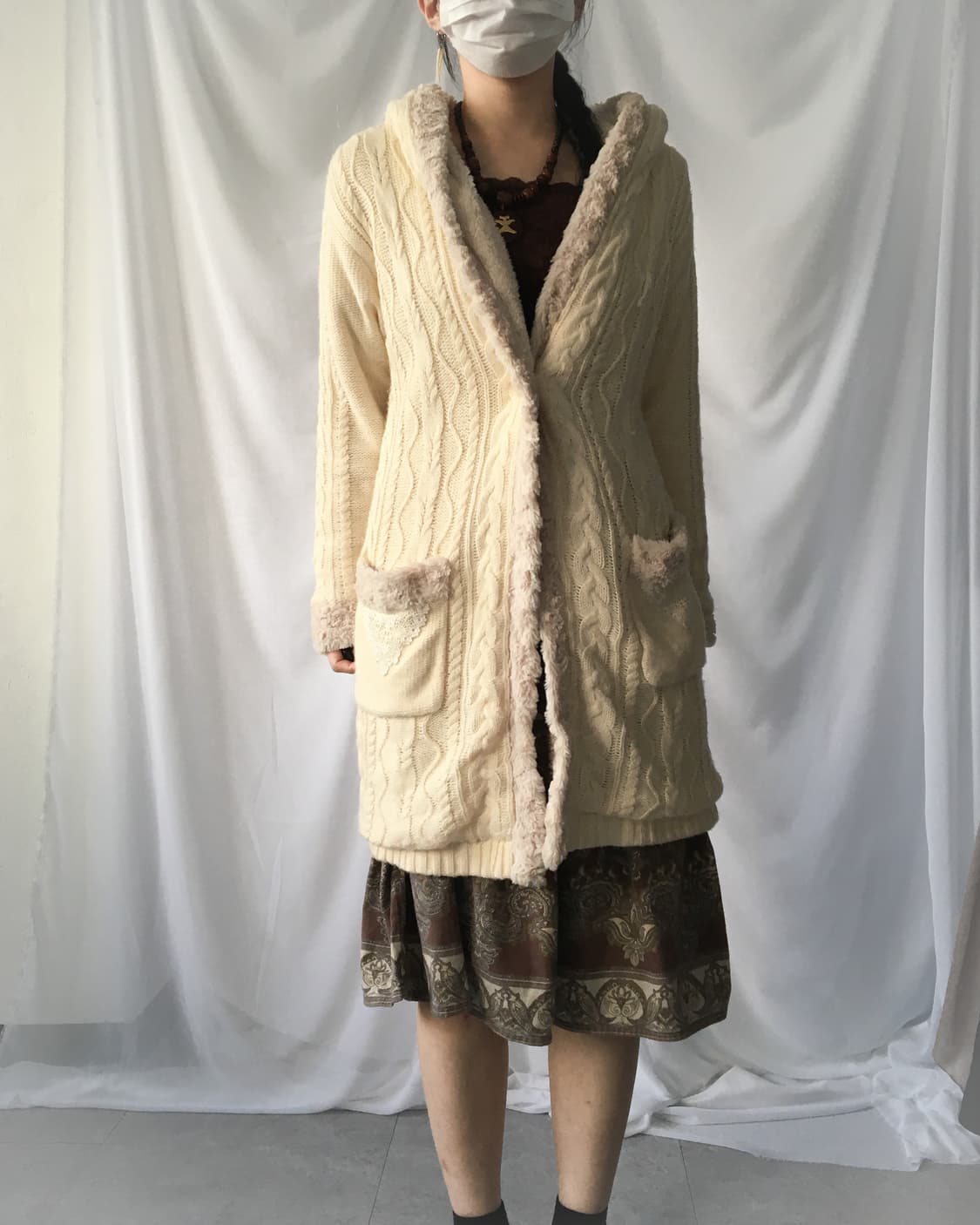 Axes femme fake fur trimming cable patte 상품이미지1