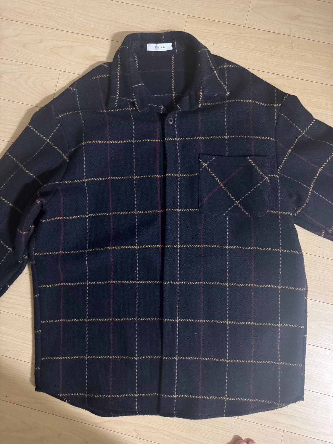 체크 울 남방 네이비 상품이미지1