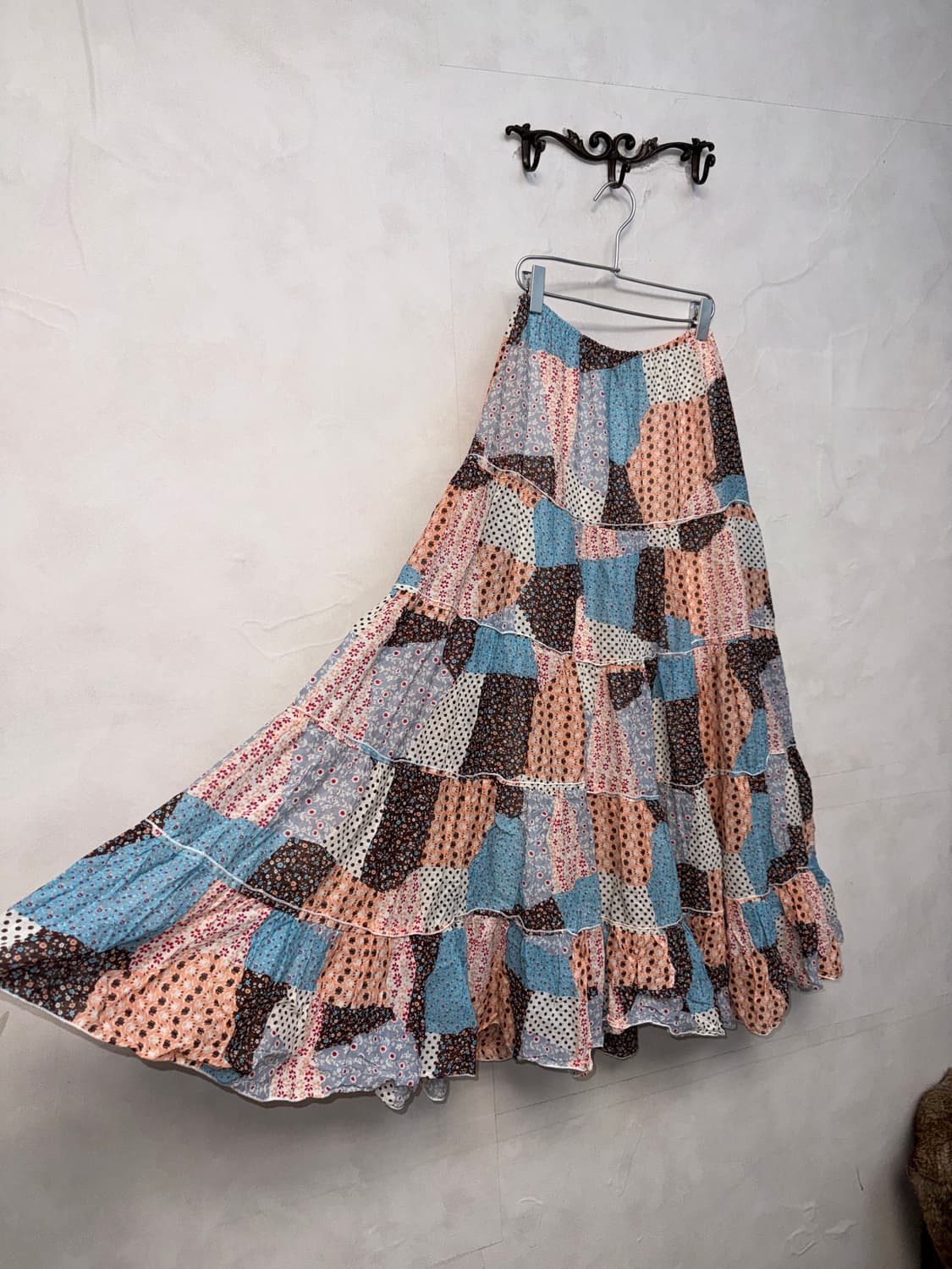 Mute floral patchwork maxi cancan skirt 상품이미지1