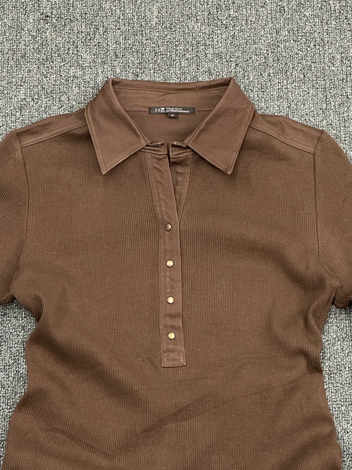 38)Japanese vintage 여성 브라운 카라 니트 셔츠 상품이미지3