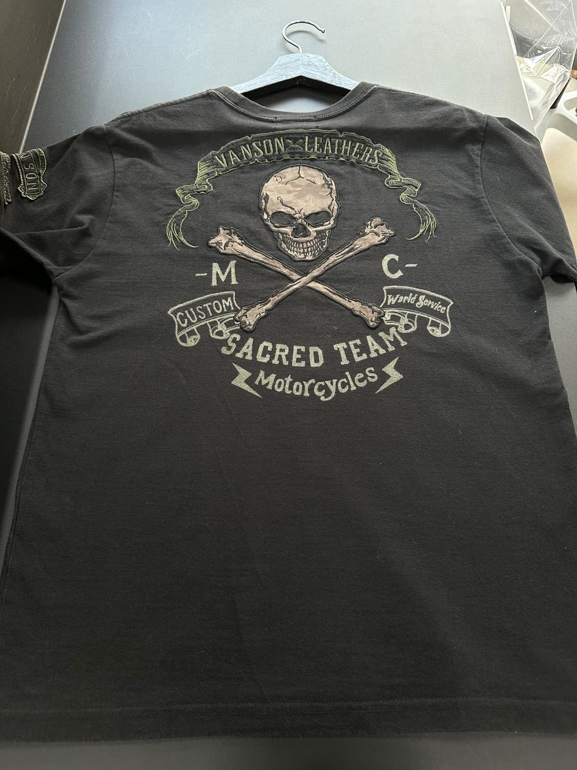 벤슨 그린 스컬자수 모토사이클 반팔티 상품이미지5