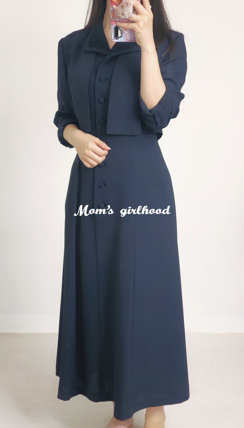 빈티지 네이비 클래식 셋업 원피스 상품이미지6