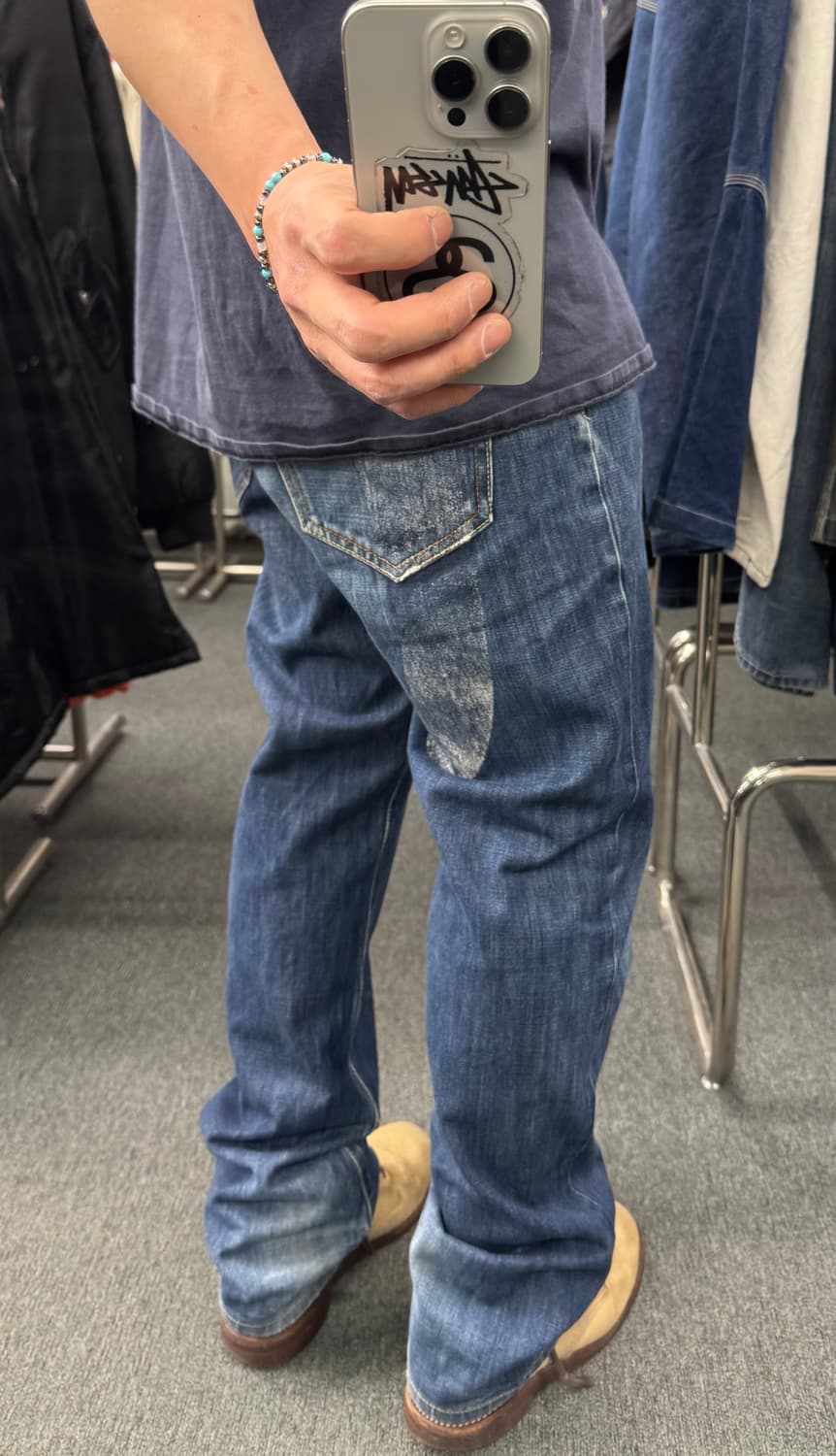 32)Wreck Shot 빈티지 워싱 포켓 프린팅 데님팬츠 상품이미지2