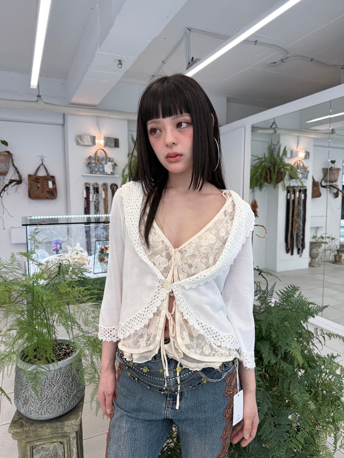 crochet trim cardigan 상품이미지2