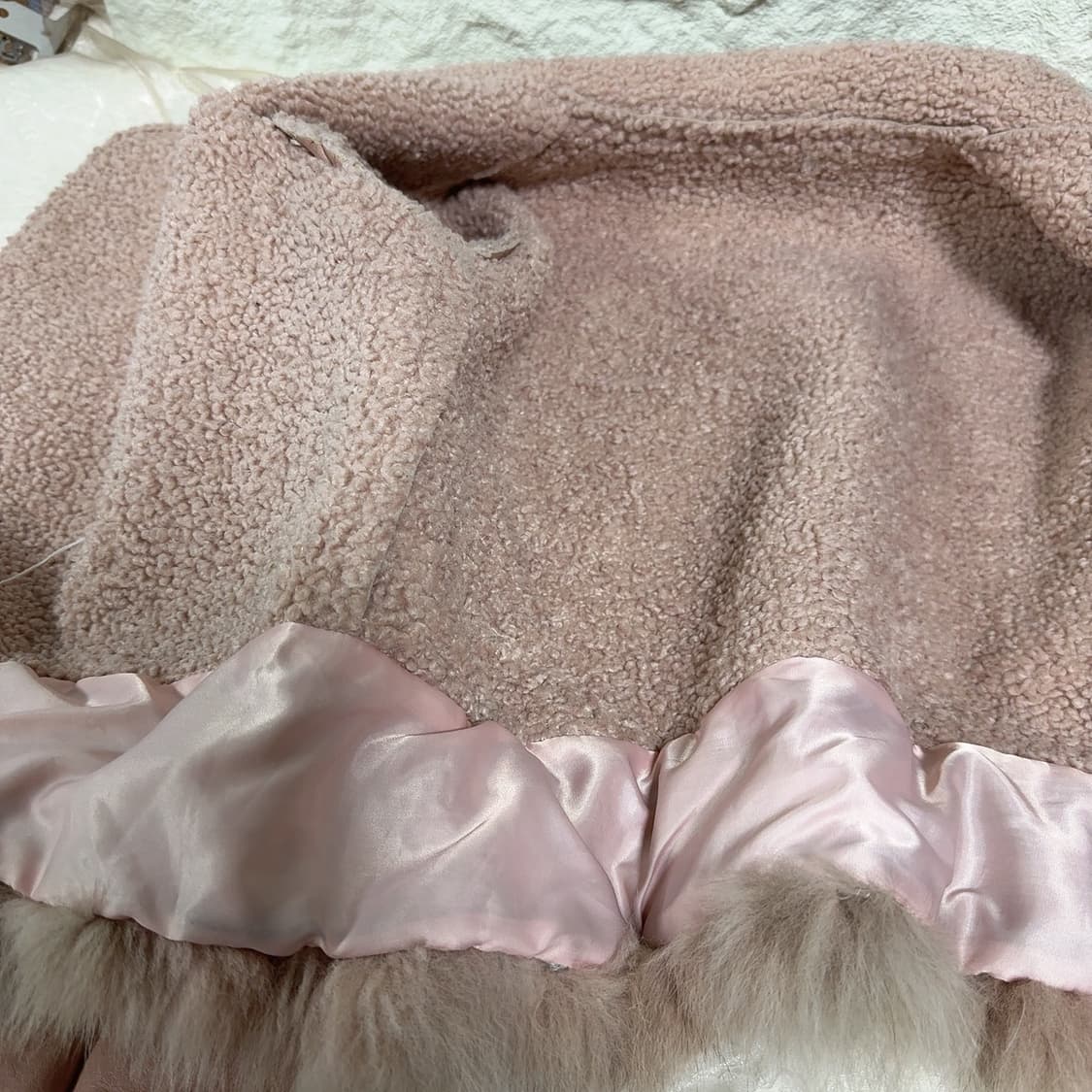 빈티지 로즈핑크 여우털 양가죽 무스탕 상품이미지4