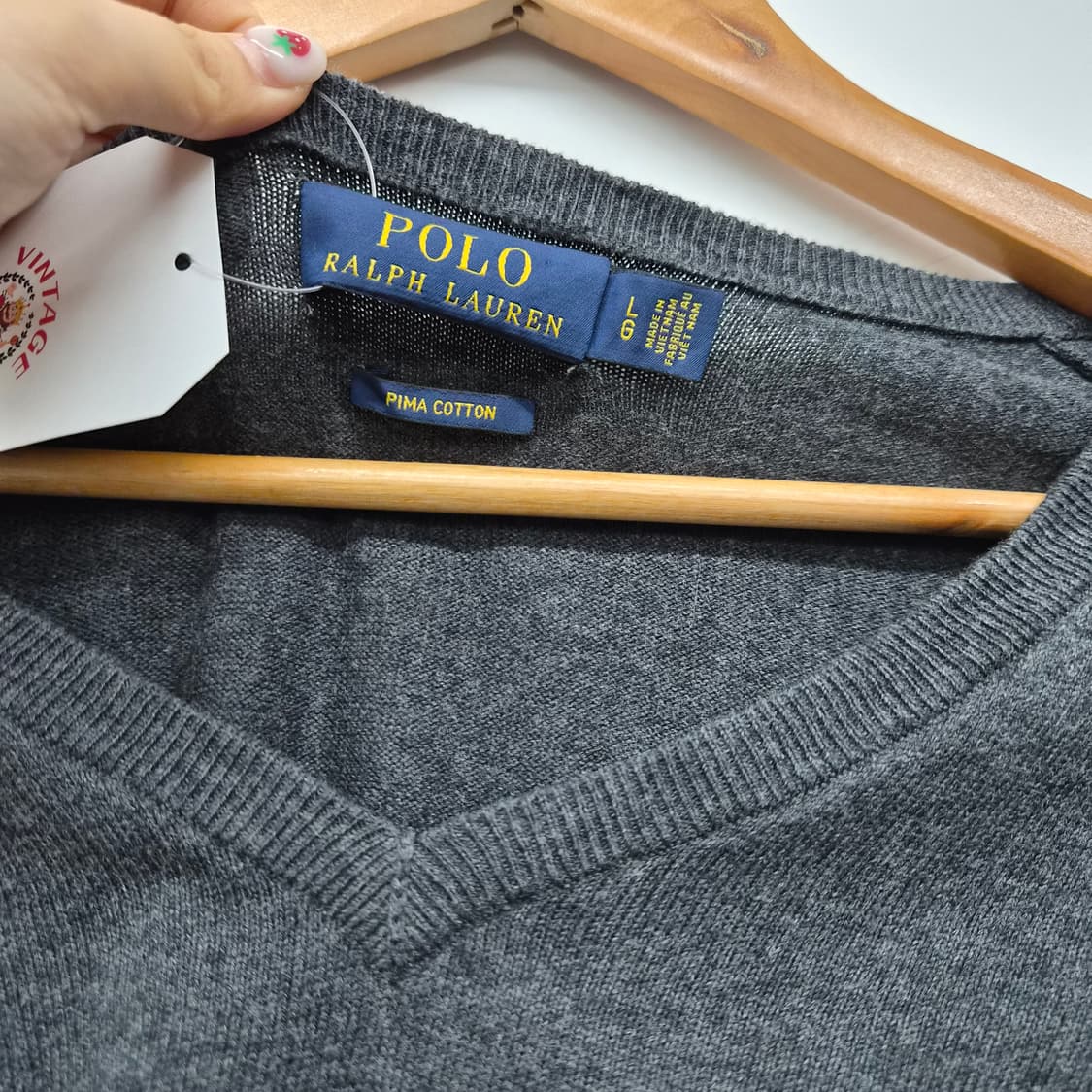 폴로 랄프로렌 V넥 니트 그레이 남성 L 상품이미지3