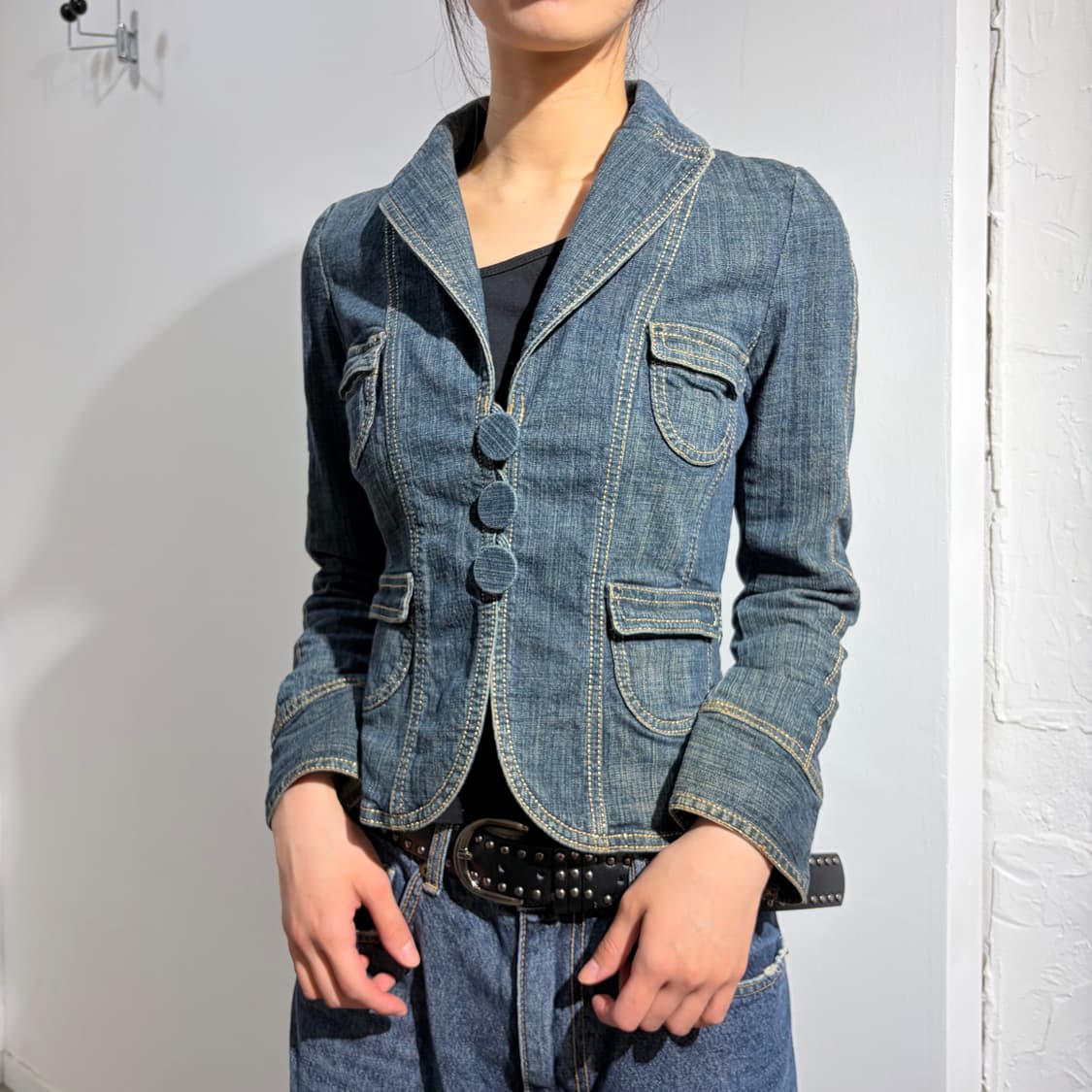 모리룩 버튼 데님자켓 블레이저 상품이미지1
