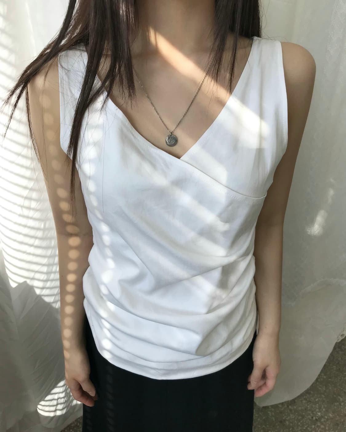 화이트 랩 셔링 슬리브리스 상품이미지1