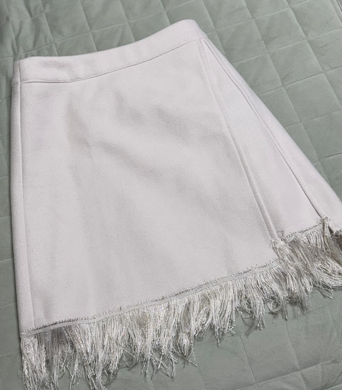 빈티지 테슬 울 미니 스커트 아이보리 상품이미지2