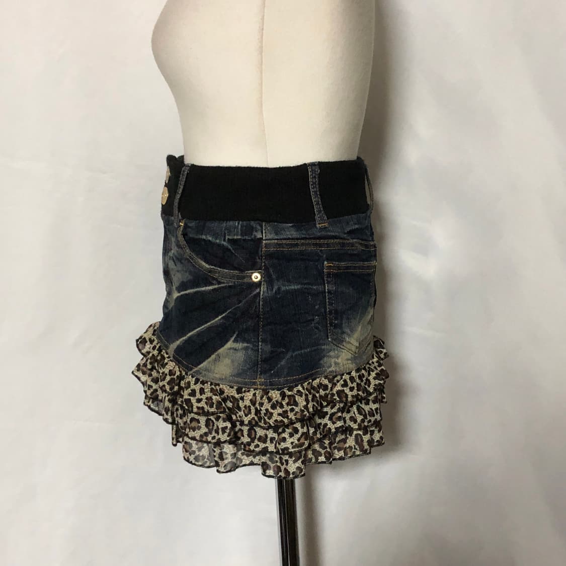 호피 데님 리브 스커트 상품이미지6