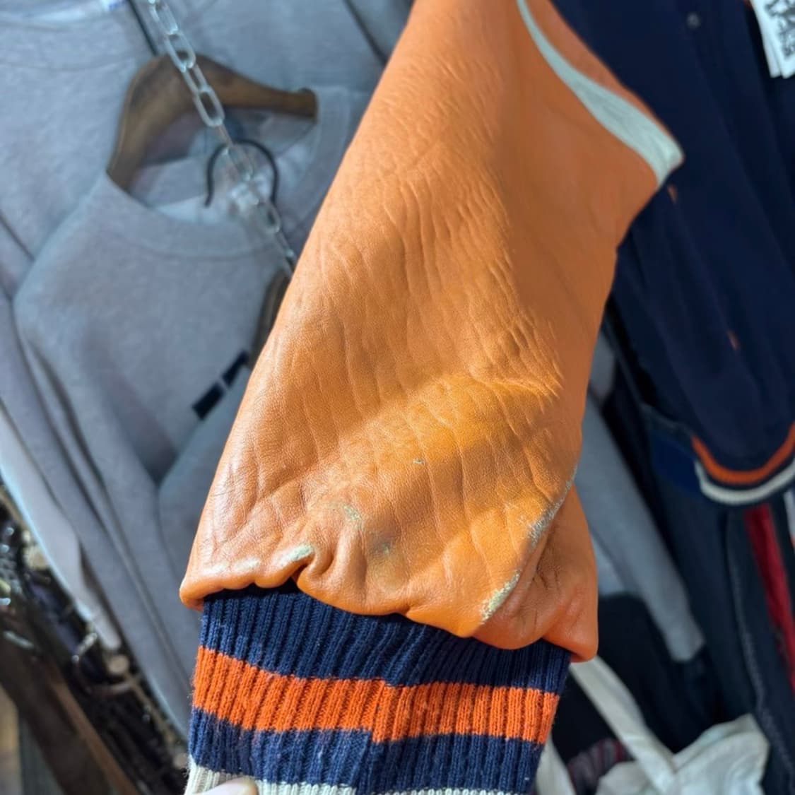 80s-90s USA 빈티지 울/레더 바시티 자켓 상품이미지6