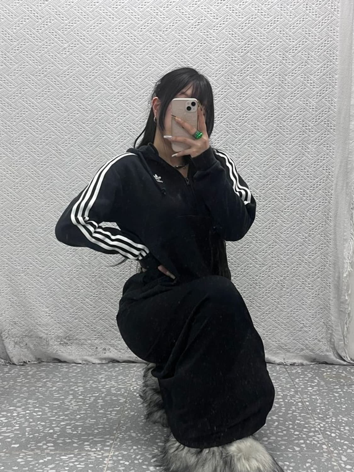 아디다스 올드스쿨 오리지널 삼선 약기모 반집업 후드티 XS C08097 상품이미지2