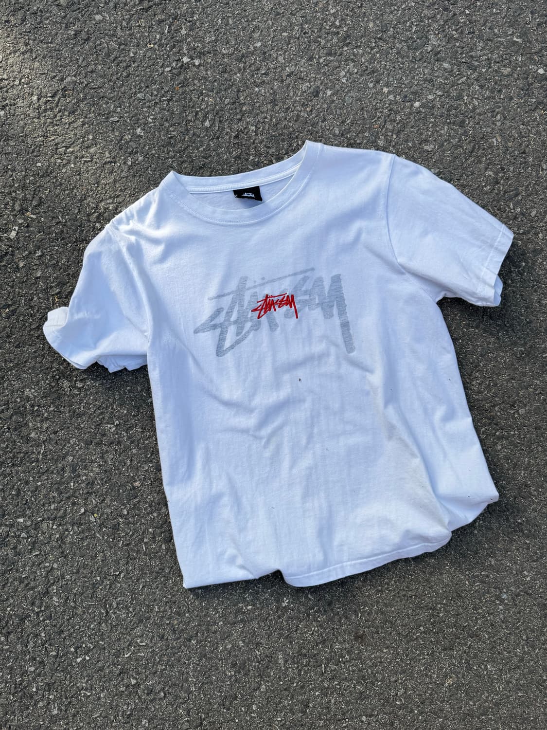 스투시 스톡로고 화이트 반팔티셔츠  상품이미지1