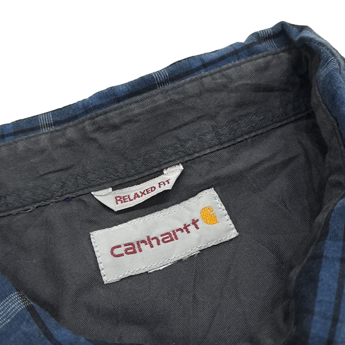 CN160 2XL 칼하트 네이비블랙 체크 긴팔 워크 셔츠 남방 상품이미지4