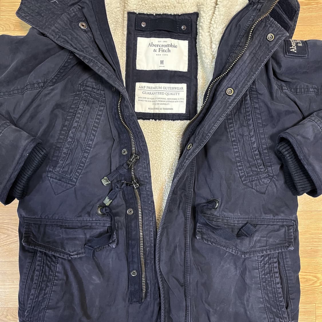 정품) 아베크롬비 프리미엄 아우터 쉐르파 양털 후드퍼 야상 패딩/ 105 상품이미지4