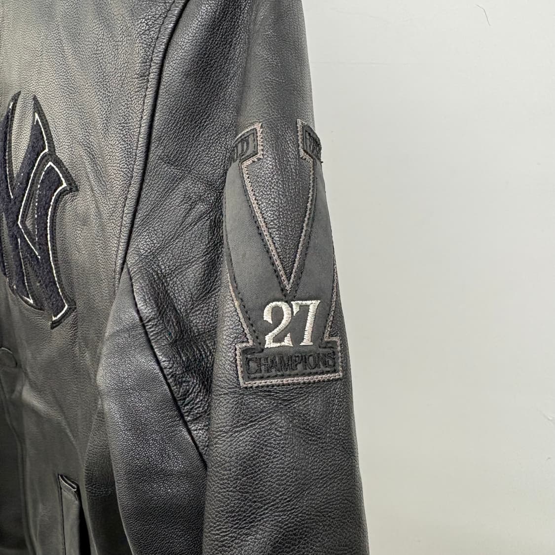 MLB NY 양키즈 블랙 가죽 야구 점퍼 여/M 상품이미지3