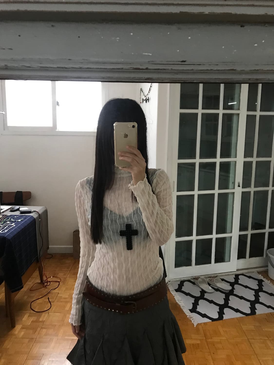 vintage see-through ivory top 상품이미지3