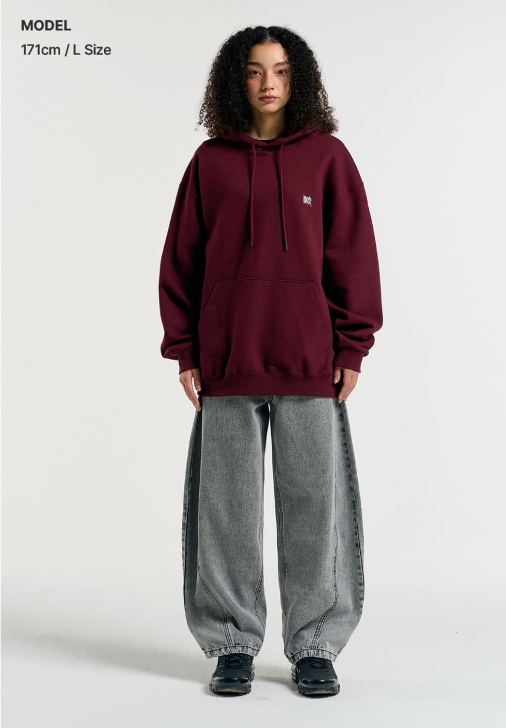 브라운브레스 빅로고 버건디 후드 티셔츠 L size 상품이미지4