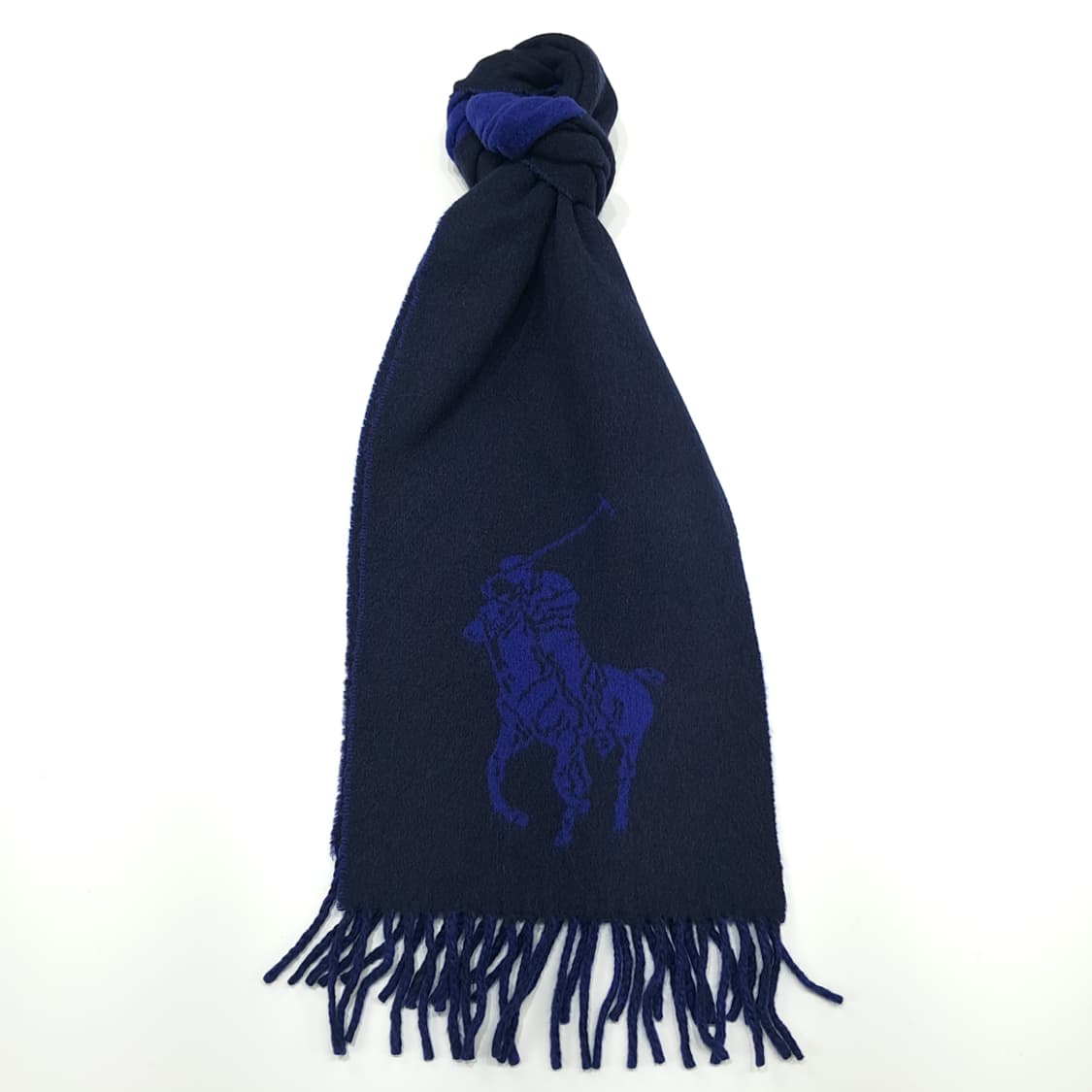 MX233 폴로 랄프로렌 다크네이비 블루 양면 버진울 목도리 머플러 상품이미지1
