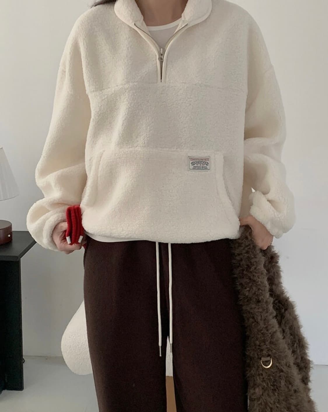 베럴 뽀글이 플리스 반집업 맨투맨 상품이미지2