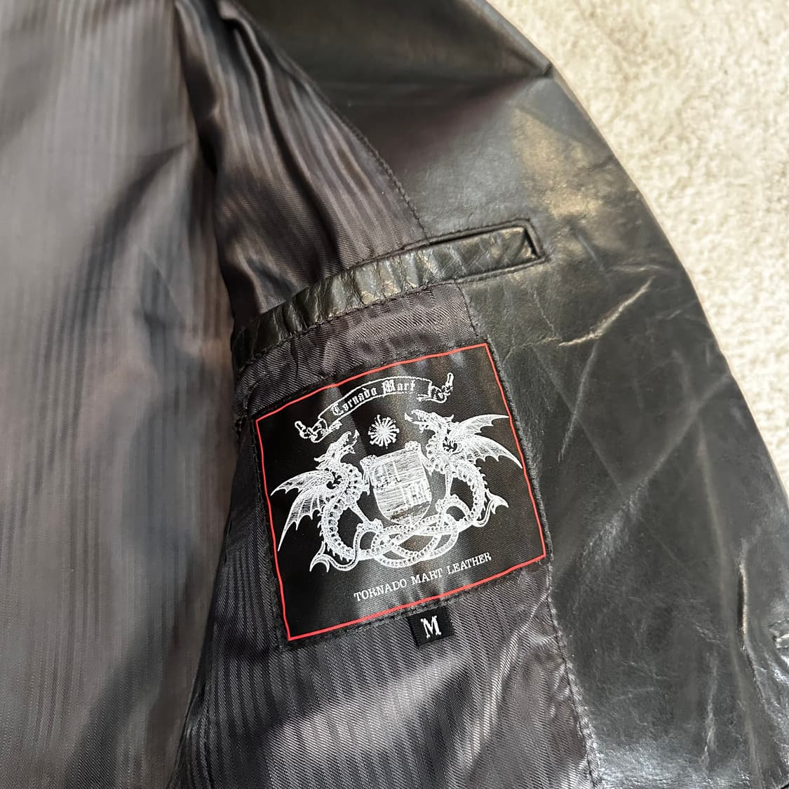 토네이도마트 블랙 소가죽 블레이저 자켓M 상품이미지4