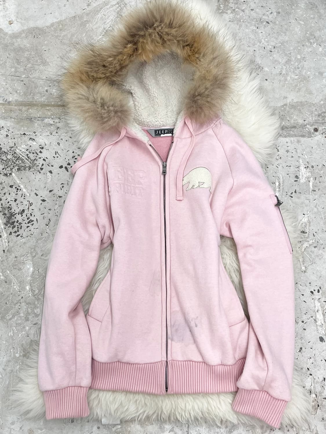 지프 핑크 자수 울프죠 집업 상품이미지10