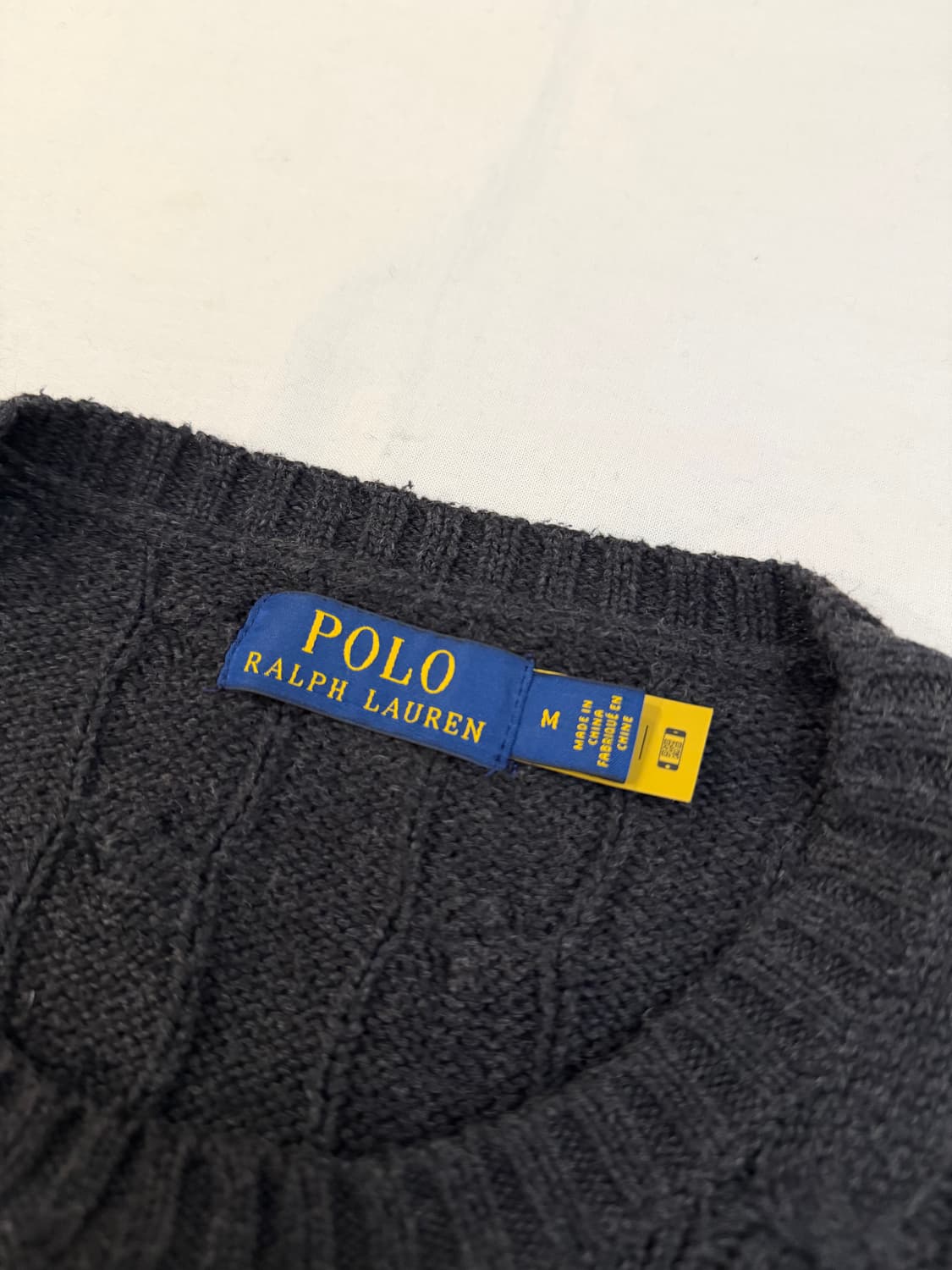 큐알탭) 폴로 신형 꽈배기 케이블 니트 딥차콜 그레이 상품이미지2