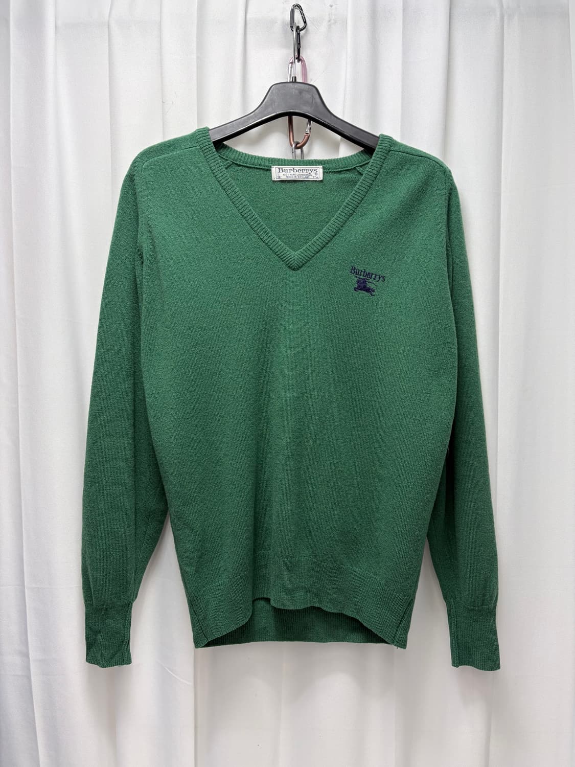 90s 버버리 램스울 브이넥 니트 그린 38 상품이미지1