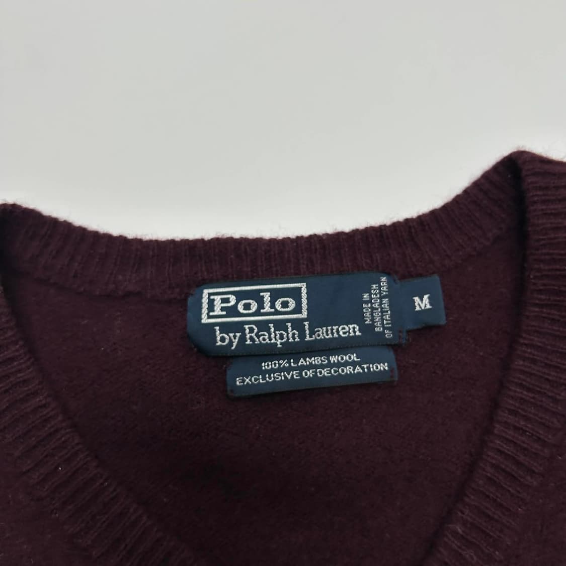폴로 랄프로렌 버건디 램스울 100% 브이넥 걸즈 니트(M) 상품이미지4