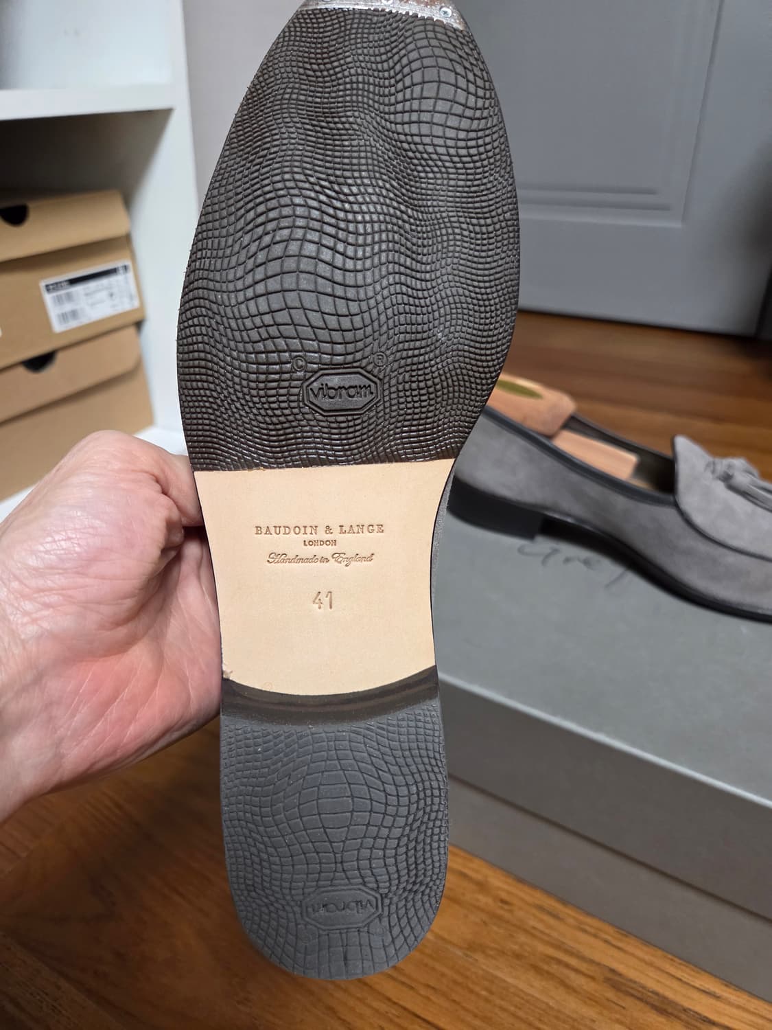 Baudoin & Lange 그레이 스웨이드 태슬 로퍼[새상품] 상품이미지4