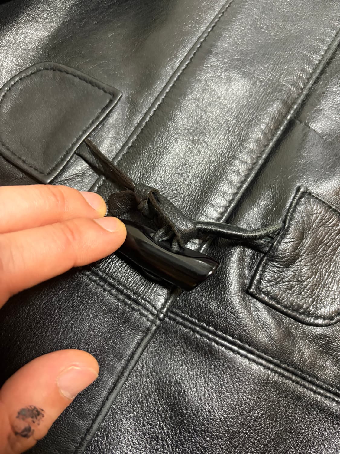 여성free) 빈티지 램스킨 양가죽 레더 더플 코트 상품이미지4