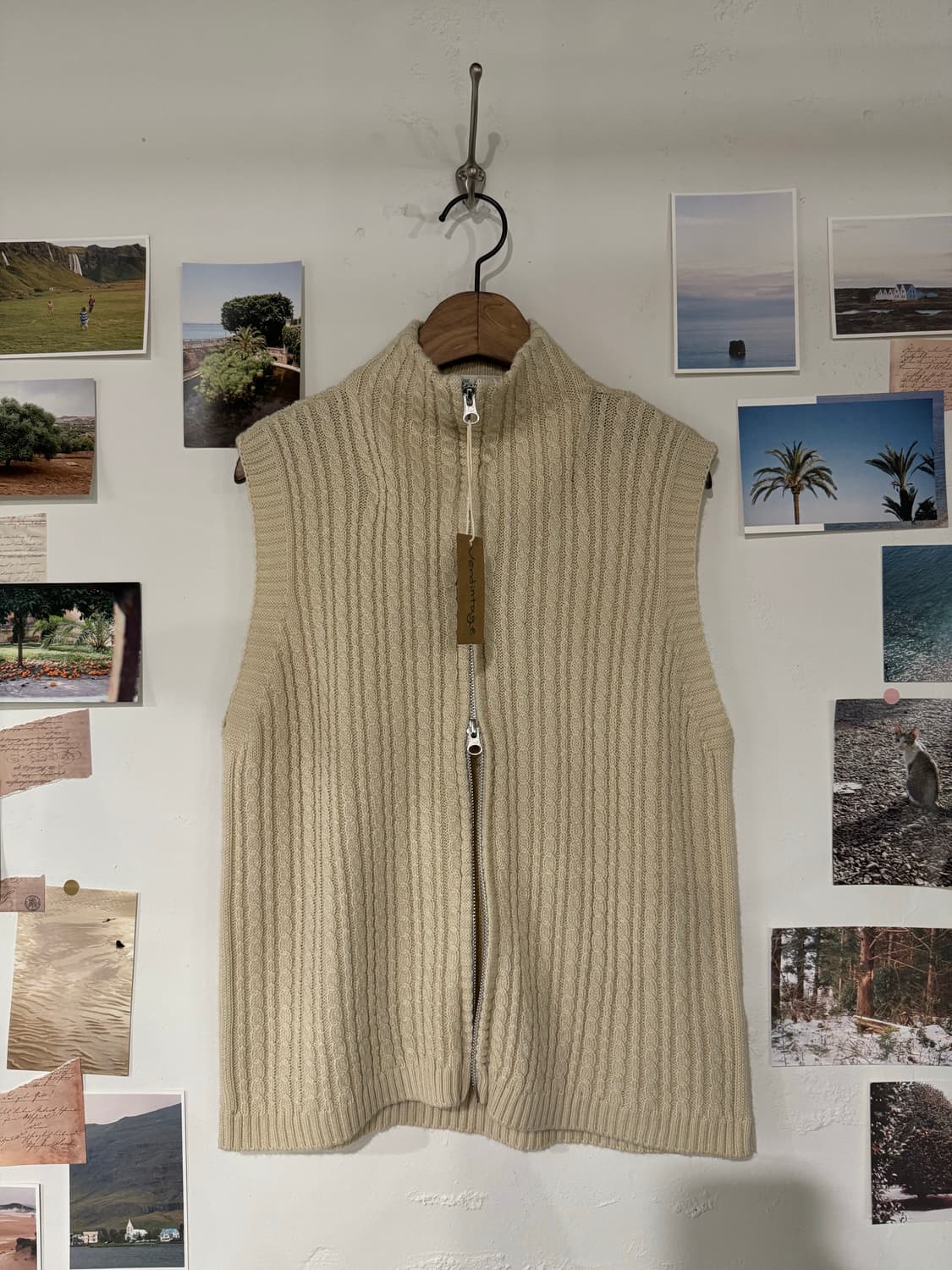 꽈배기 니트 집업 조끼 상품이미지1