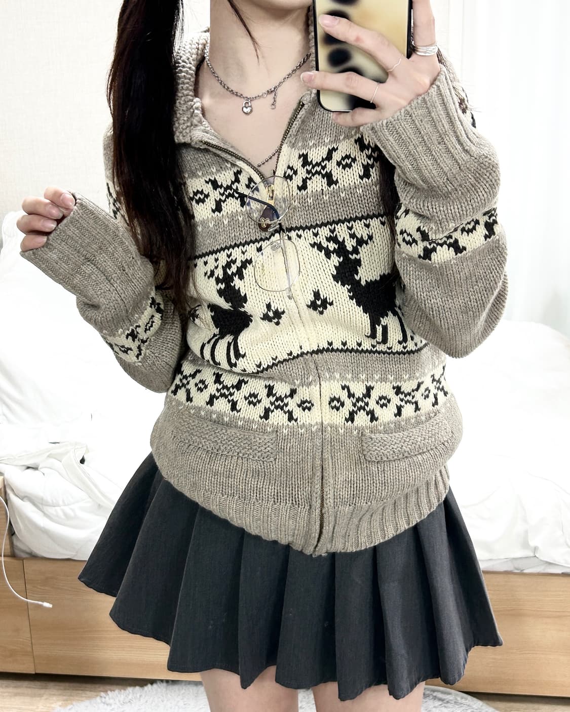 빈티지 노르딕 울 니트집업 상품이미지5