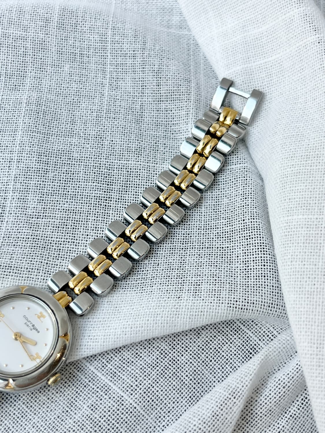 90s Courreges 꾸레쥬 로고아워 콤비 손목시계 상품이미지8