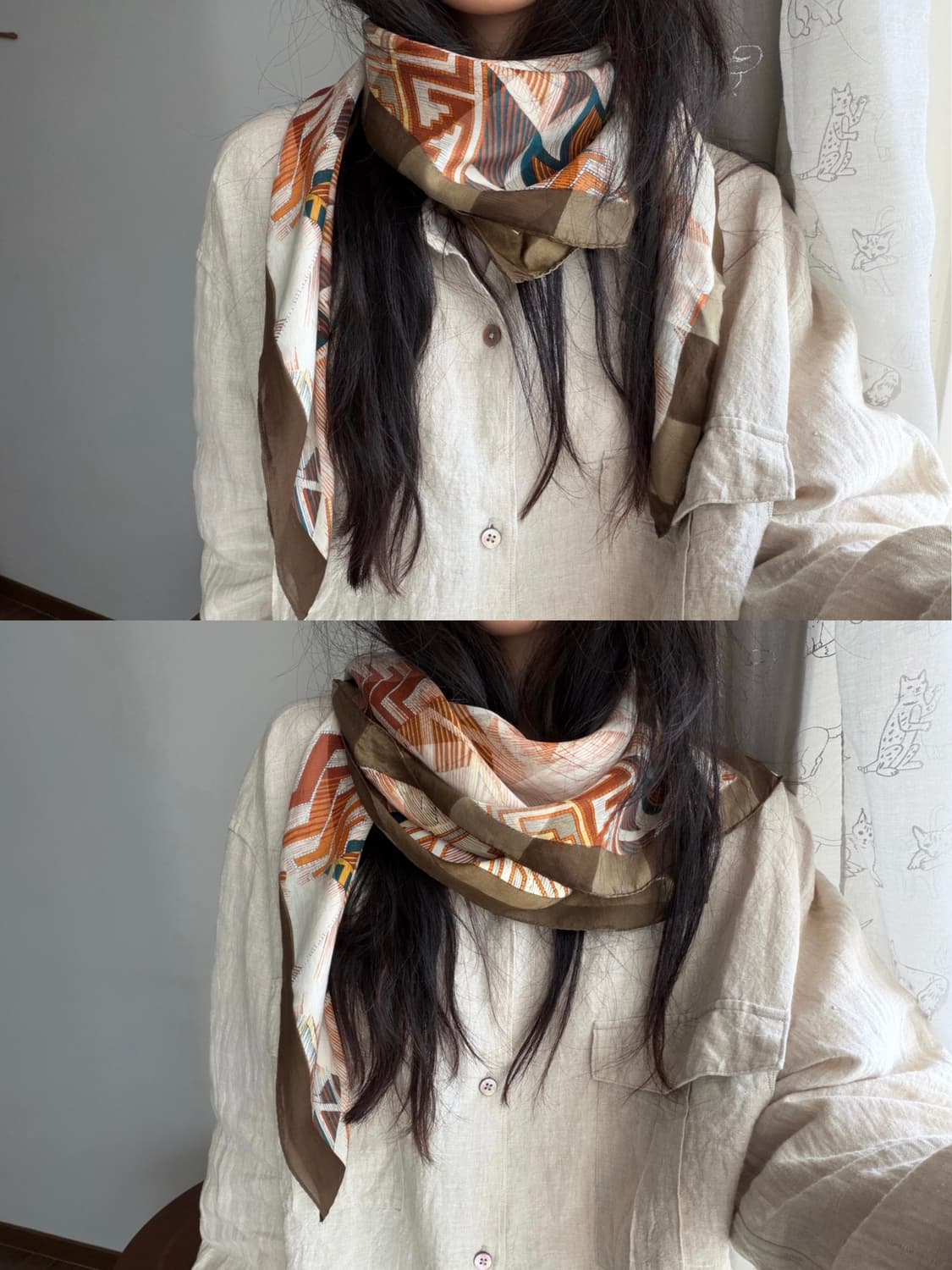 silk patterned scarf 상품이미지1